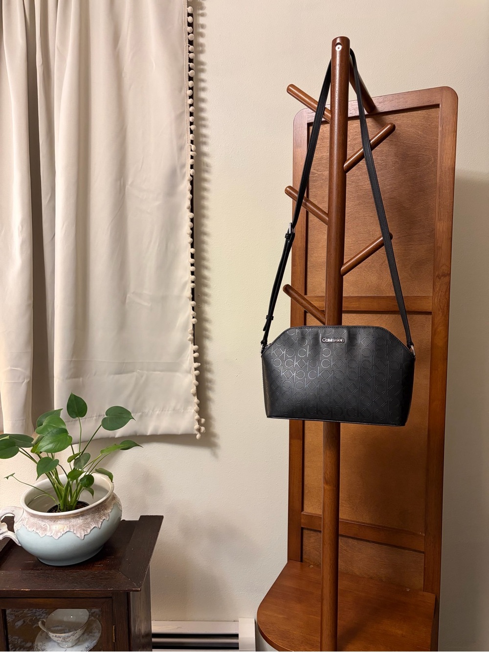 Calvin Klein Black Monogram Crossbody Messenger Bag